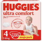 HUGGIES ULTRA COMFORT MEGA PACK  DA 120 PANNOLINI  TAGLIA 4 (7-18 KG)