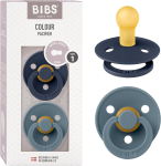 BIBS Colour Ciuccio confezione da 2 PZ Tettarella tonda Lattice  Misura 1 (0-6 mesi), Deep Space/Petrol