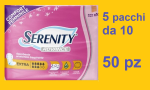 5 PACCHI DI  SERENITY ADVANCE ASSORBENTE ANATOMICO EXTRA DA 10 PZ (50 PZ )