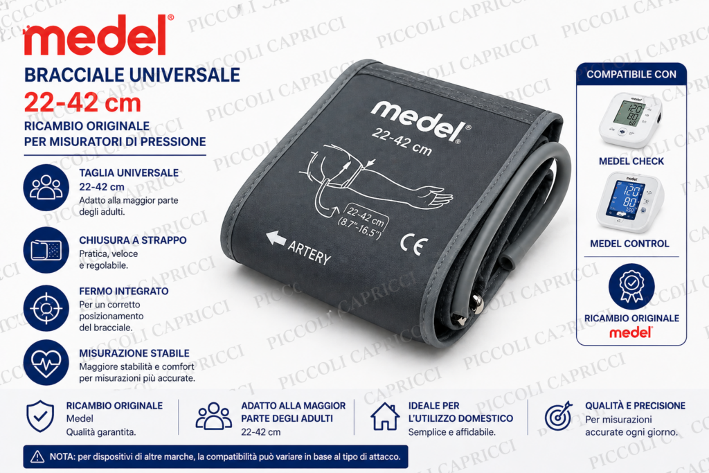Medel Bracciale Universale 22-42 cm per Misuratore di Pressione da Braccio Ricambio
