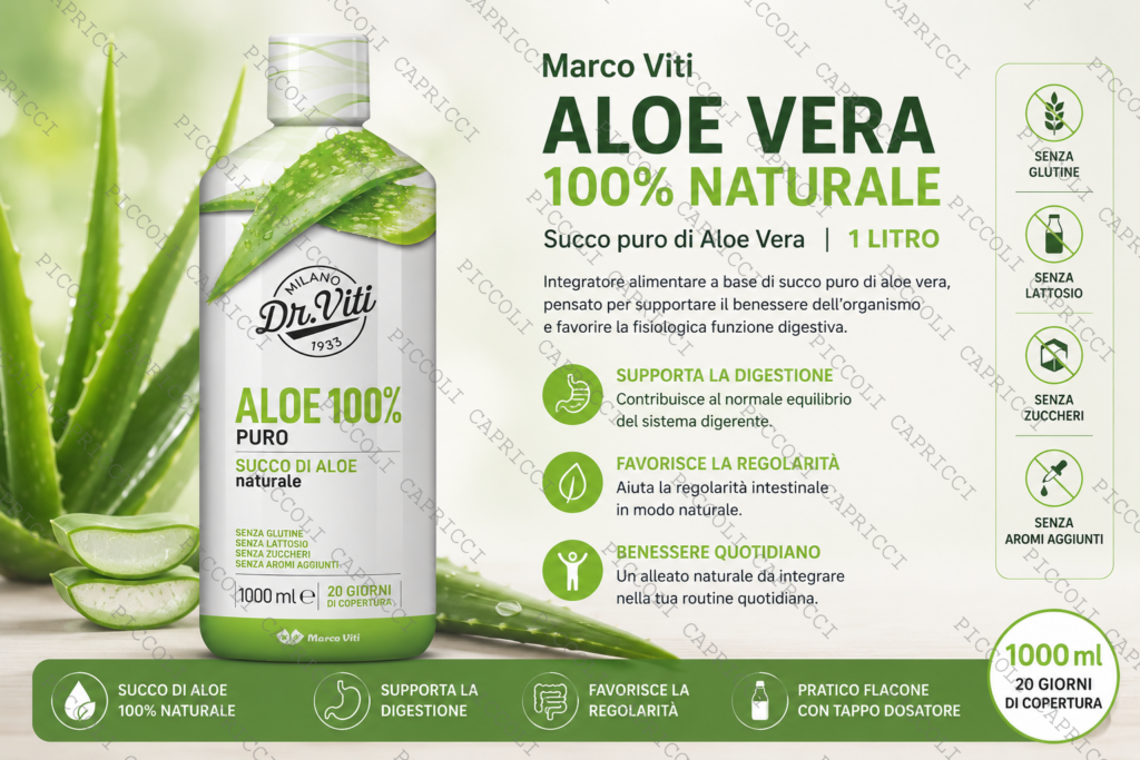Marco Viti Aloe Vera 100% Succo Naturale 1 Litro – Integratore Depurativo Naturale