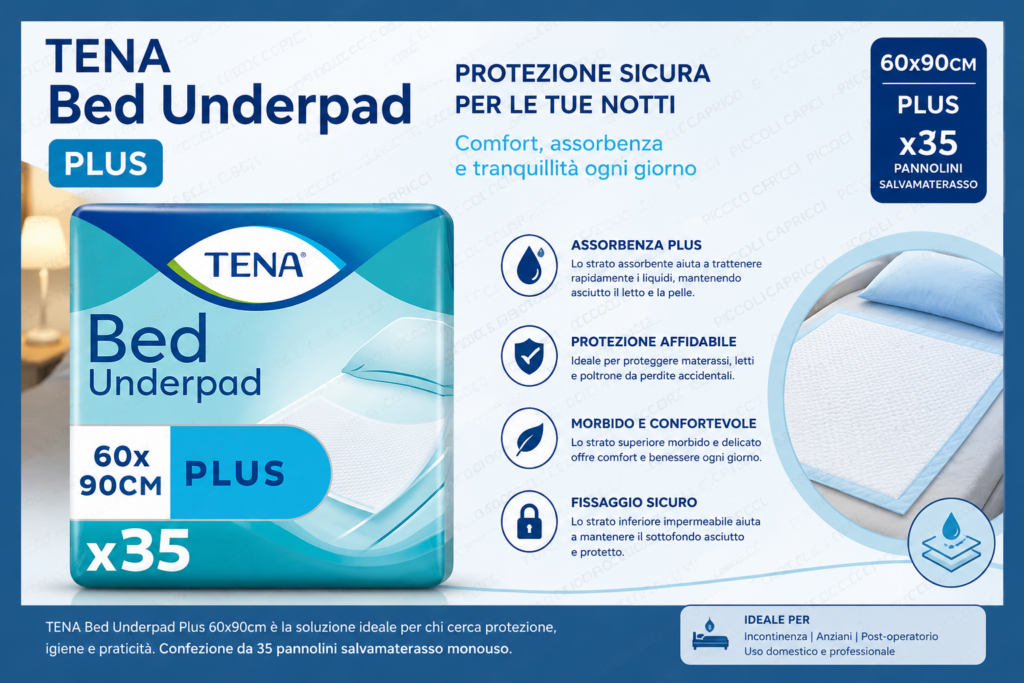 Tena Bed Plus Traverse Assorbenti 60×90 cm – Teli Protettivi Monouso Assorbenti 35 Pezzi