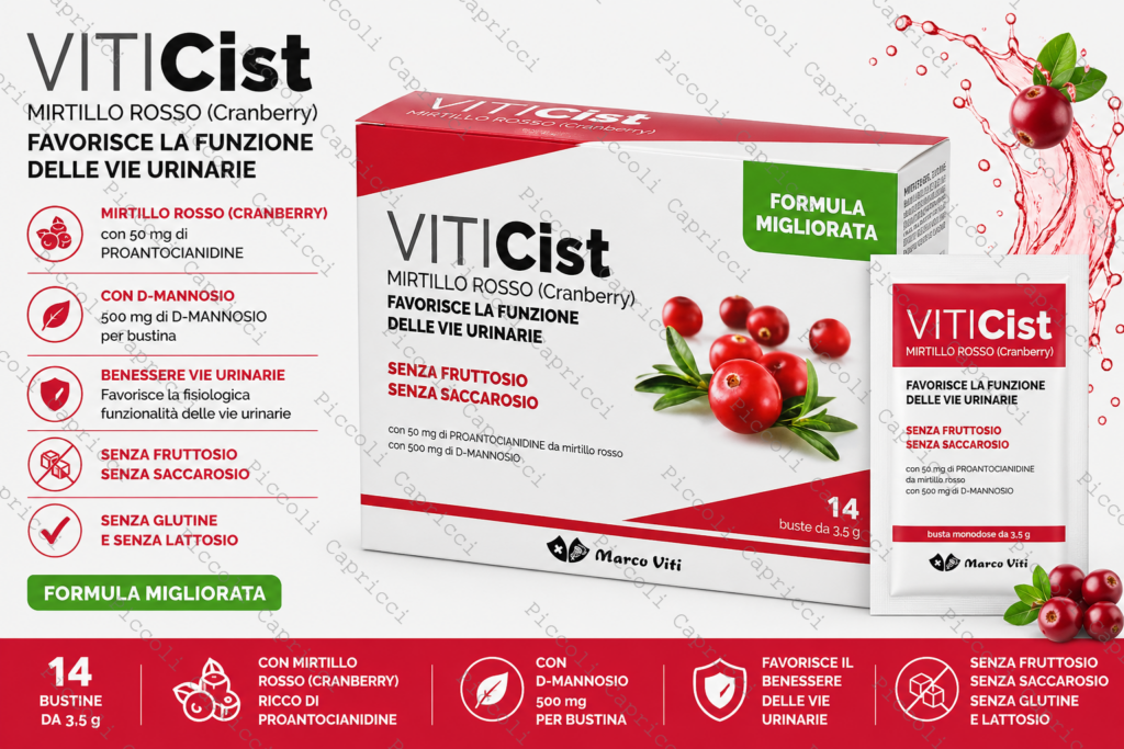 Marco Viti Viticist Integratore per Cistite e Vie Urinarie con Mirtillo Rosso – 14 Bustine