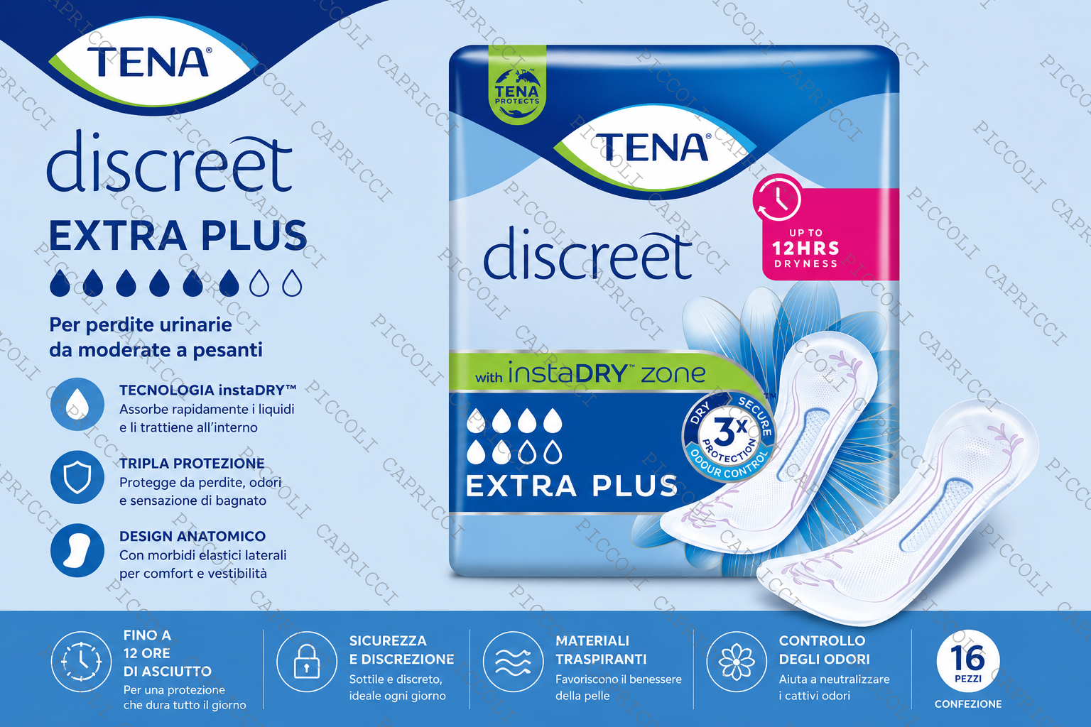 Tena Discreet Extra Plus Assorbenti per Perdite Urinarie 16 Pezzi – Protezioni Assorbenti per Incontinenza Femminile