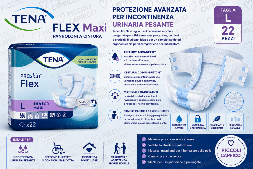 Tena Flex Maxi Pannoloni a Cintura per Incontinenza Taglia L – Assorbenti per Adulti 22 Pezzi