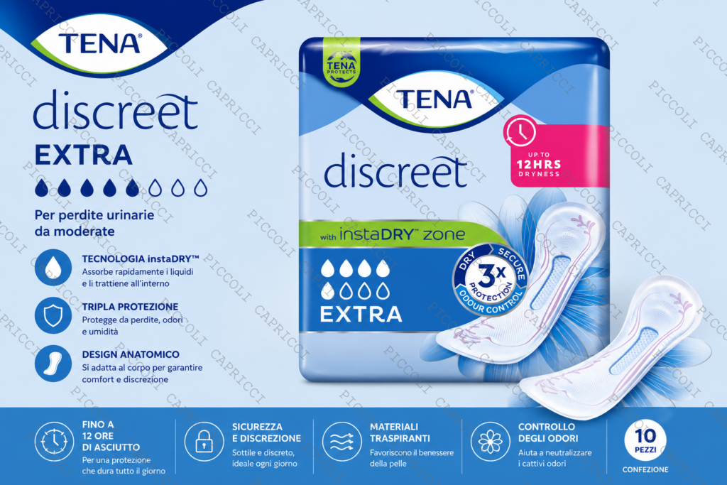 Tena Discreet Extra Assorbenti per Incontinenza 10 Pezzi – Protezioni Assorbenti per Perdite Urinarie