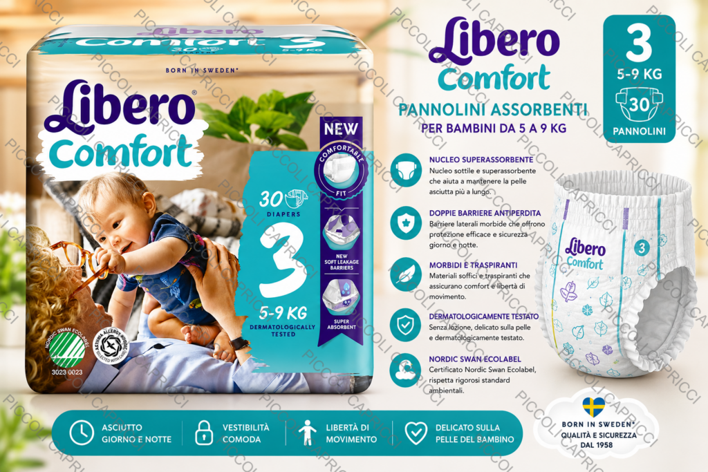 Libero Comfort Taglia 3 Pannolini Assorbenti 5-9 kg 30 Pezzi – Pannolini per Bambini