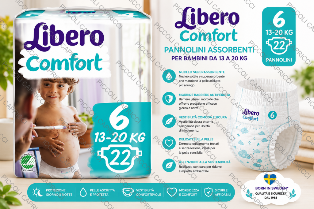 Libero Comfort Taglia 6 Pannolini Assorbenti 13-20 kg 22 Pezzi – Pannolini per Bambini
