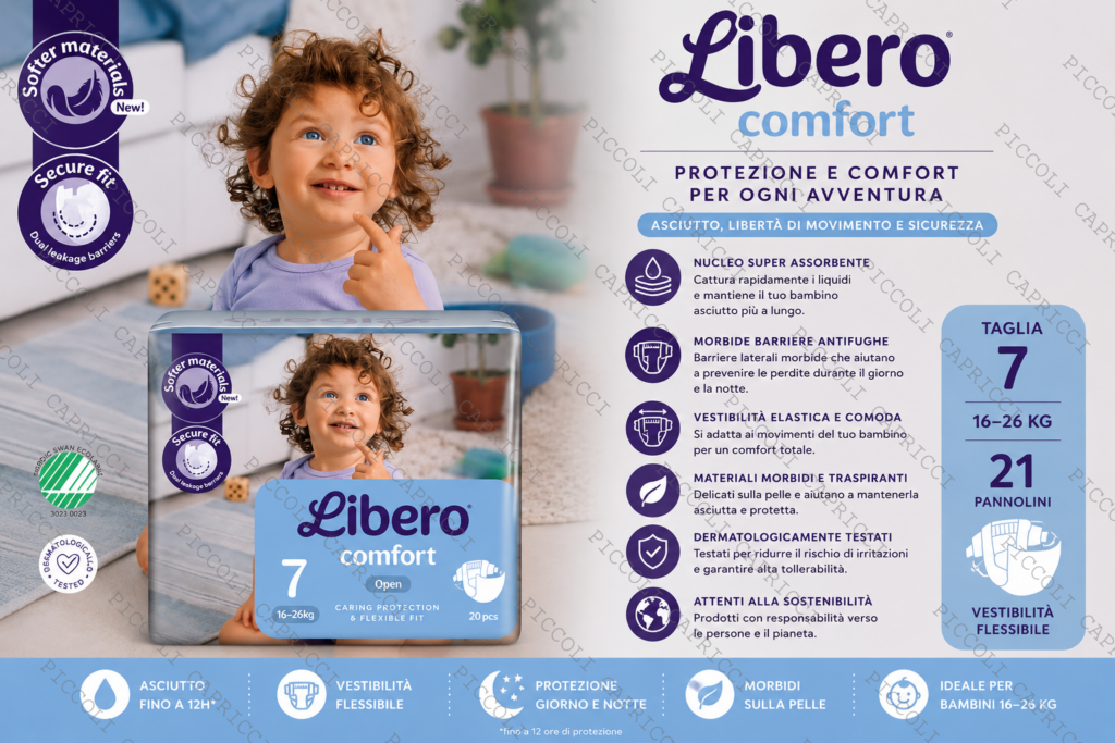 Libero Comfort Taglia 7 Pannolini Assorbenti 16-26 kg 21 Pezzi – Pannolini per Bambini