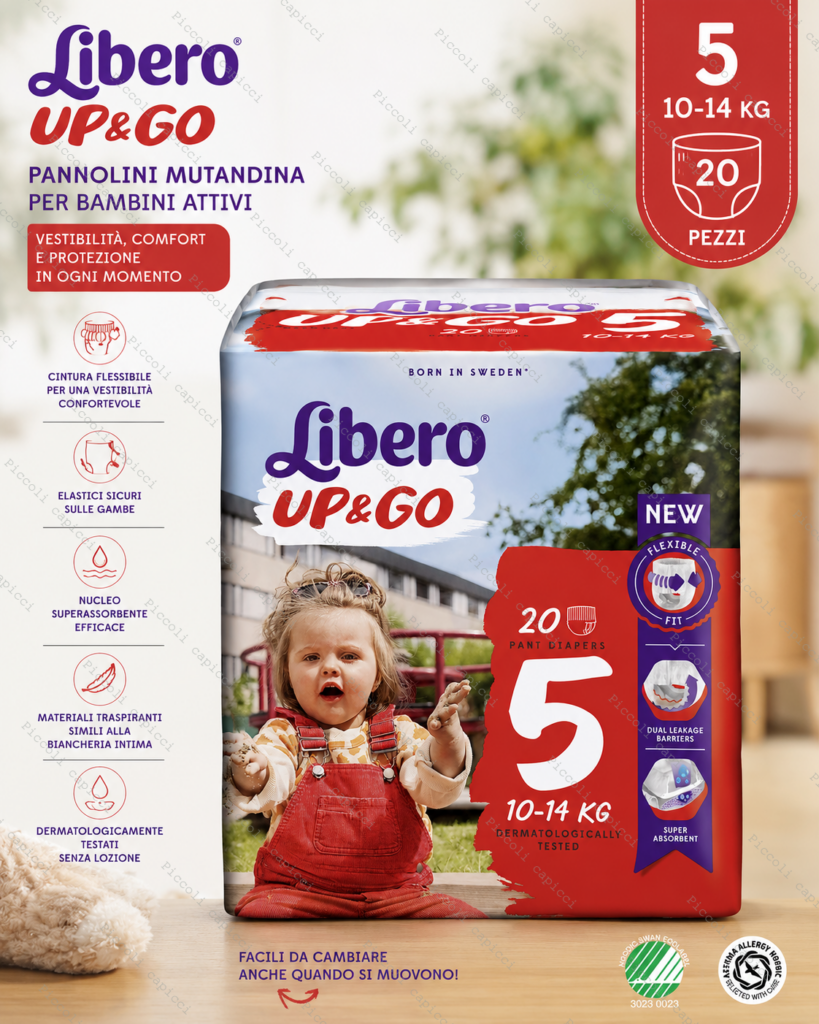 Libero Up&Go Taglia 5 Pannolini Mutandina per Bambini 10–14 kg – Pannolini Assorbenti 20 Pezzi