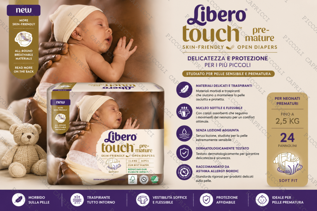 Libero Touch Pannolini Prematuri sotto 2,5 kg 24 Pezzi – Pannolini Assorbenti per Neonati Prematuri
