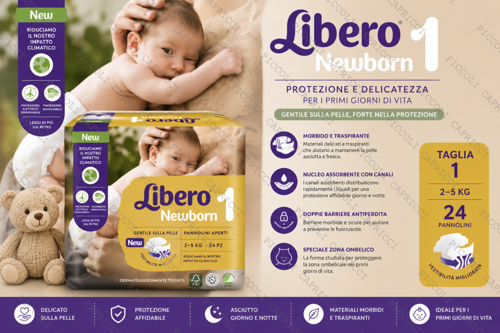Libero Newborn Taglia 1 Pannolini Assorbenti 2-5 kg 24 Pezzi – Pannolini per Neonati