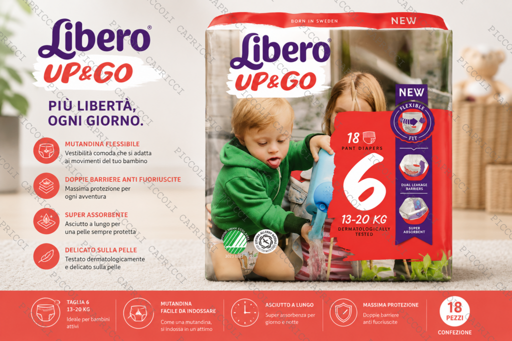 Libero Up&Go Taglia 6 Pannolini Mutandina 13-20 kg – Pannolini Assorbenti per Bambini