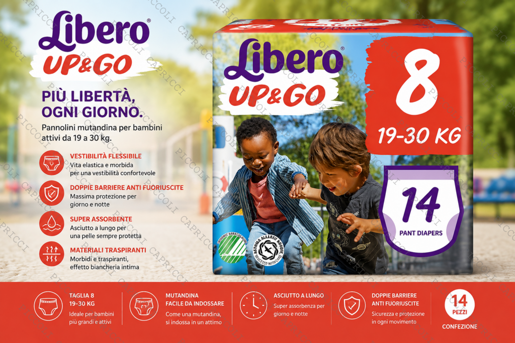 Libero Up&Go Taglia 8 Pannolini Mutandina 14 Pezzi – Pannolini Assorbenti per Bambini