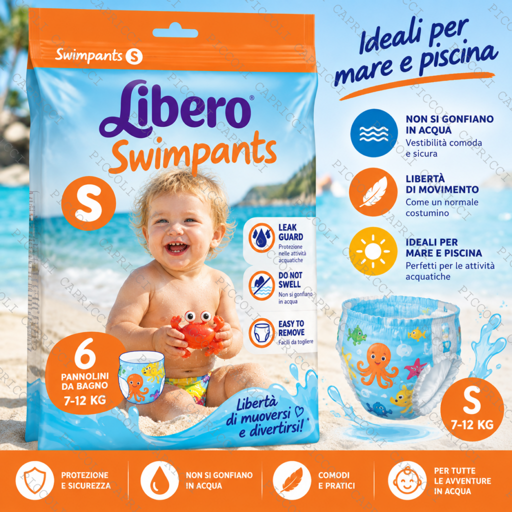 Libero Swimpants Taglia S Pannolini da Bagno 7-12 kg 6 Pezzi – Pannolini per Mare e Piscina