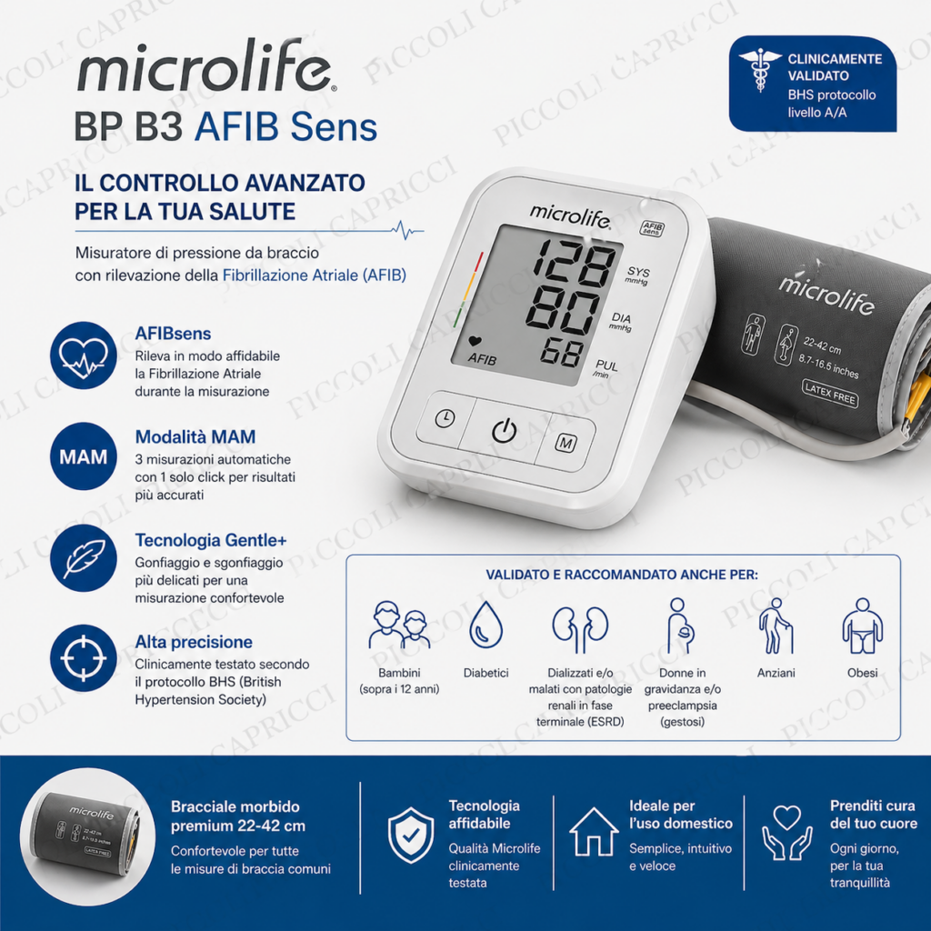 Microlife BP B3 AFIB Sens Misuratore di Pressione da Braccio Digitale con Rilevazione Fibrillazione Atriale