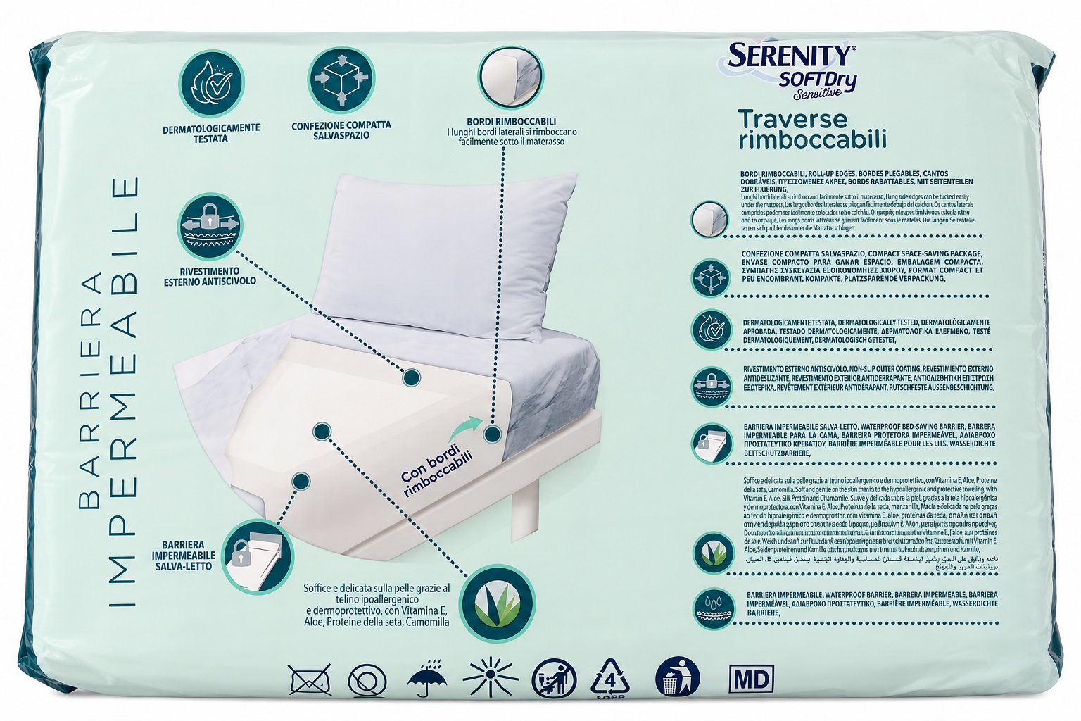 Serenity SoftDry Sensitive Super Traverse Rimboccabili 80x180 cm 30 Pezzi – Traverse Assorbenti per Letto - immagine 2